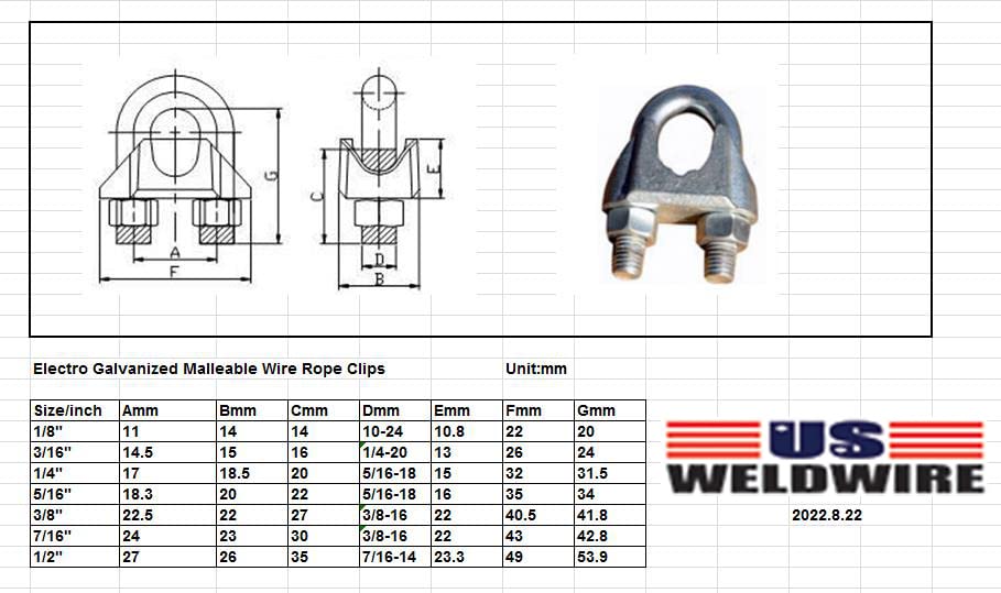 Miniatura 3 de Abrazaderas de cuerda de alambre de 38 pulgadas, paquete de 10 unidades, galvanizadas galvanizadas, clip de cuerda de alambre, abrazaderas para