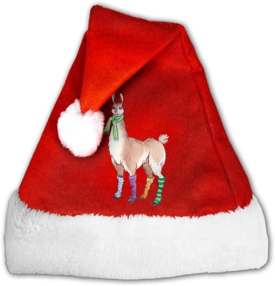 Funny Alpaca Llama Wearing Colorful Socks Santa Hat Christmas Hat Adult And Children