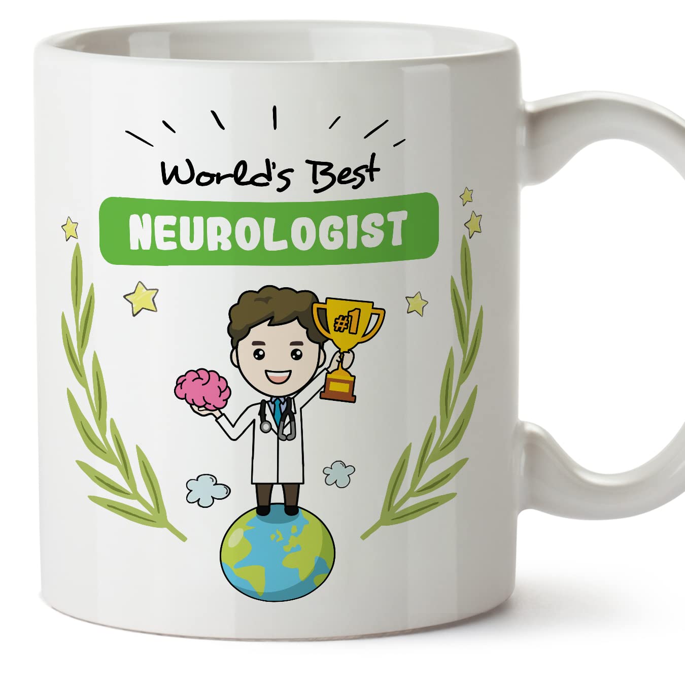 MUGFFINS Neurologist Man Mug - in English - World's Best - Funny Gift for Colleagues - Ceramic 11oz Mug