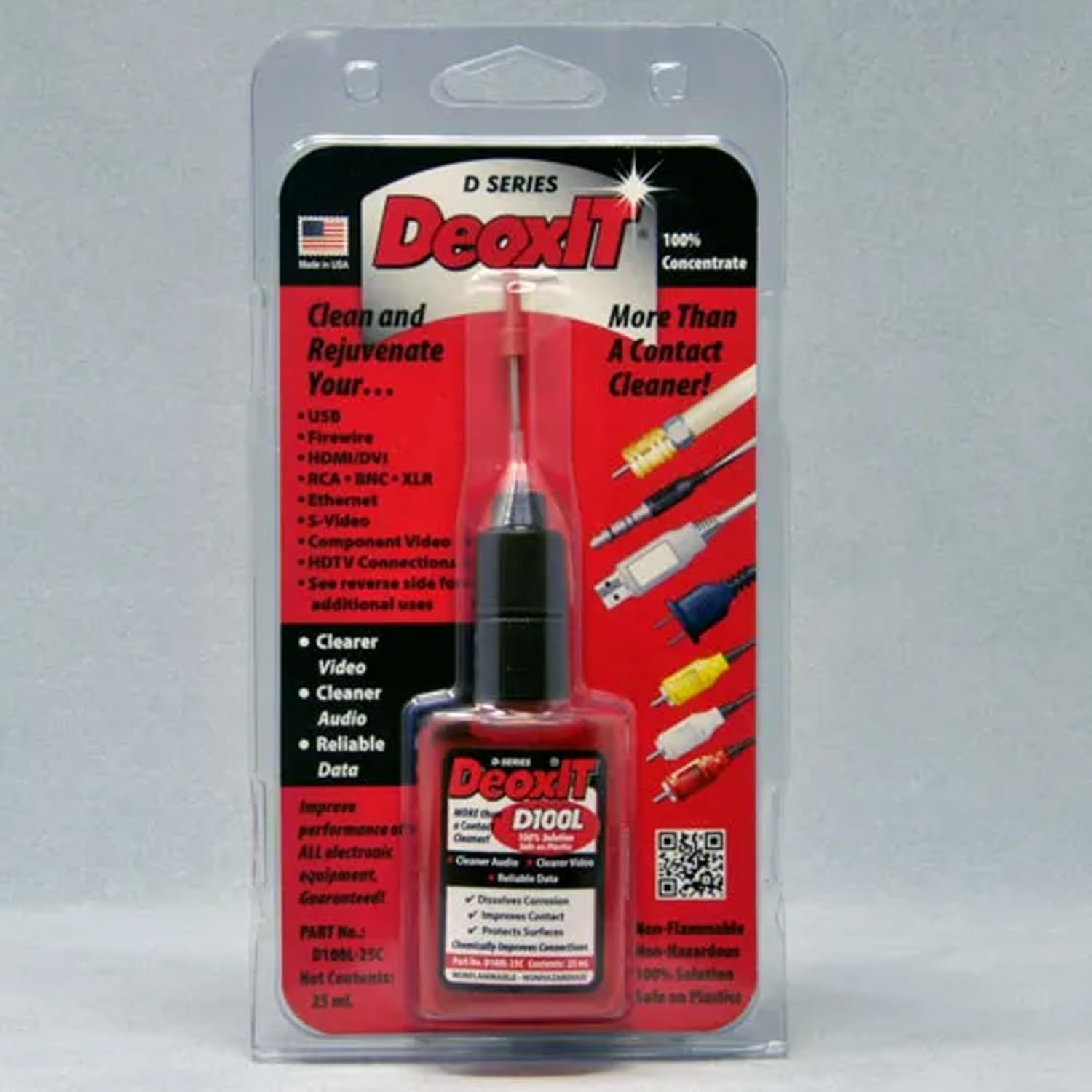Caig DeoxIT D100L-25C Nettoyant de contact pour surfaces métalliques + chiffon microfibre Keepdrum