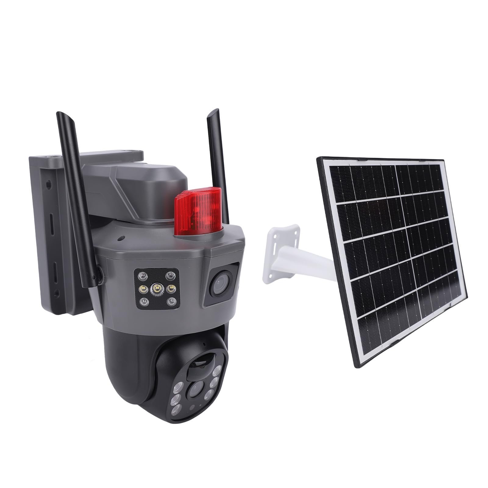 Yosoo Telecamera di Sicurezza Esterna Wireless a 360°, Alimentata da Solare 2K con Obiettivo Doppio PTZ, Rilevamento del Movimento AI, Batteria da 8000mAh per Casa e proprietà.