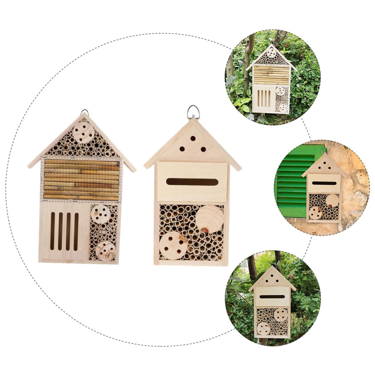 Yardenfun 2 Stück Bienenhaus mit Sicherem Dach Glatten Oberflächen Kinderbeobachtungshaus und Insektenhotel für Garten und Terrasse