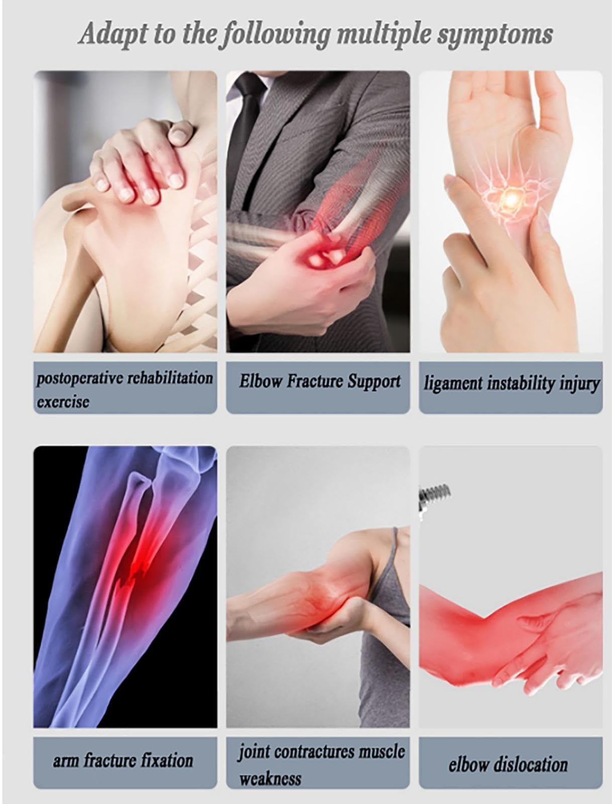muñequera para el Codo, Alivio del Dolor Post-lesión de tendón y cirugía for Hombres Mujeres, Brazo dislocado Izquierdo(Right)
