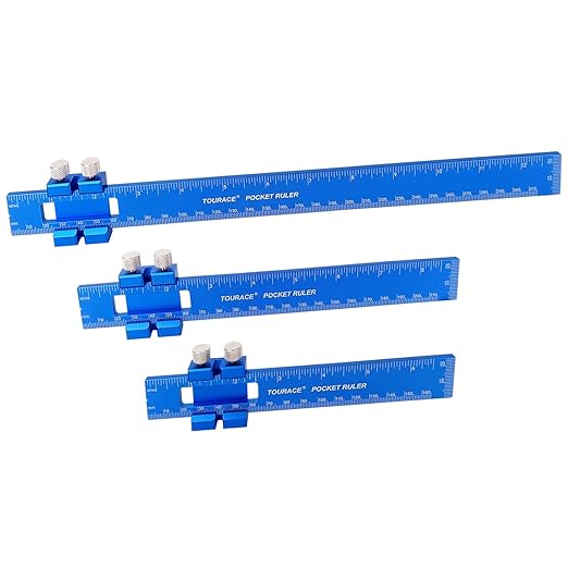 TOURACE Aluminum Woodworking Rulers with Slide Stop (3 Pcs) Precision