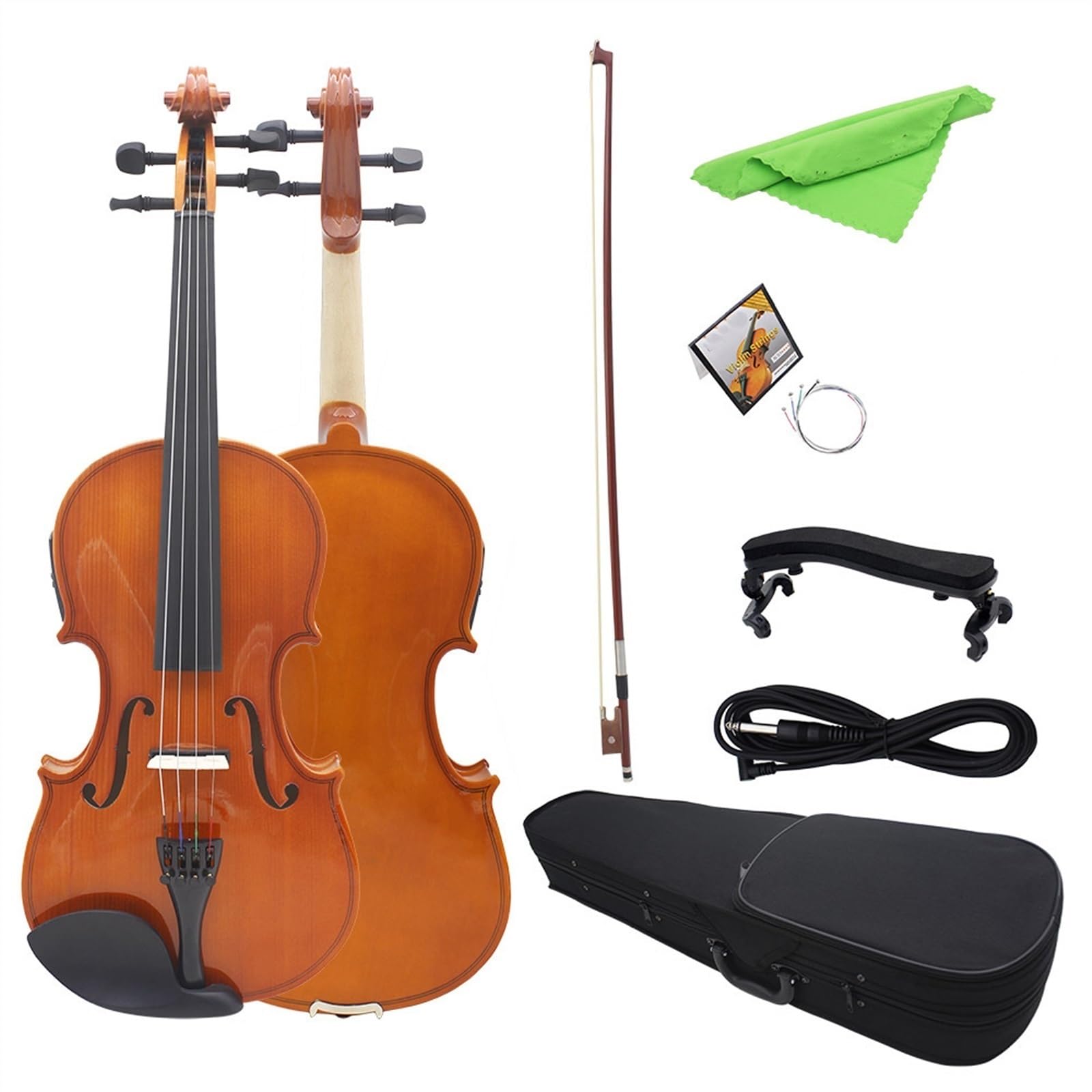 Violín Violín Eléctrico De Madera Original 4/4 Panel De Abeto Tela Cuerdas Y Otros Accesorios
