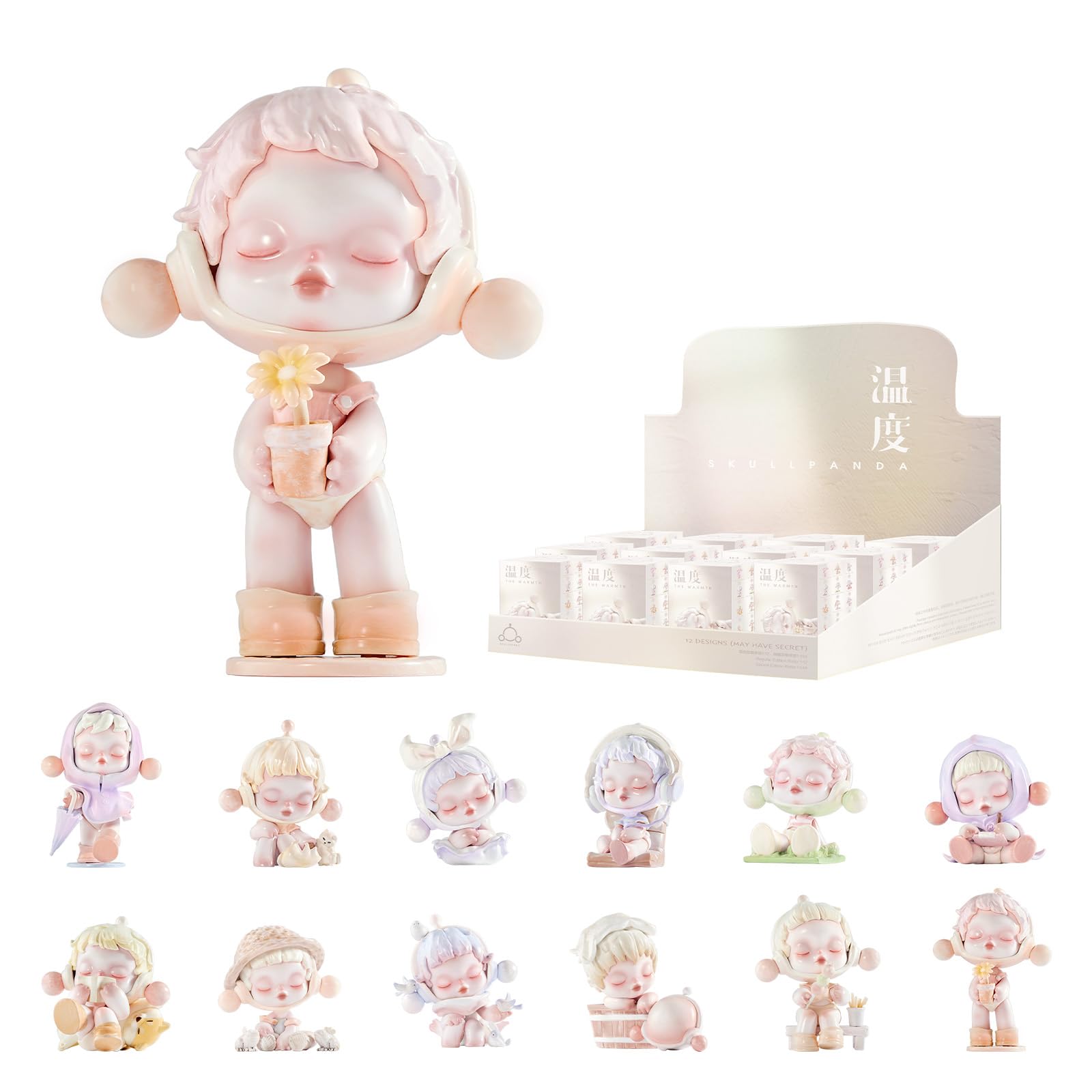 SKULLPANDA Warmth Series 12PC Action Figure Popular Toy Collectible Art Toy Exclusive Kawaii Fantastic Creative Gift Room Decor Desktop Cute Figure, for Christmas Birthday Party Holiday