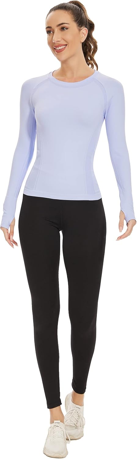 MathCat Long Sleeve Workout Tops for Women, Seamless Yoga Running Tops Breathable Athletic Shirts 3 Pack - Image 5