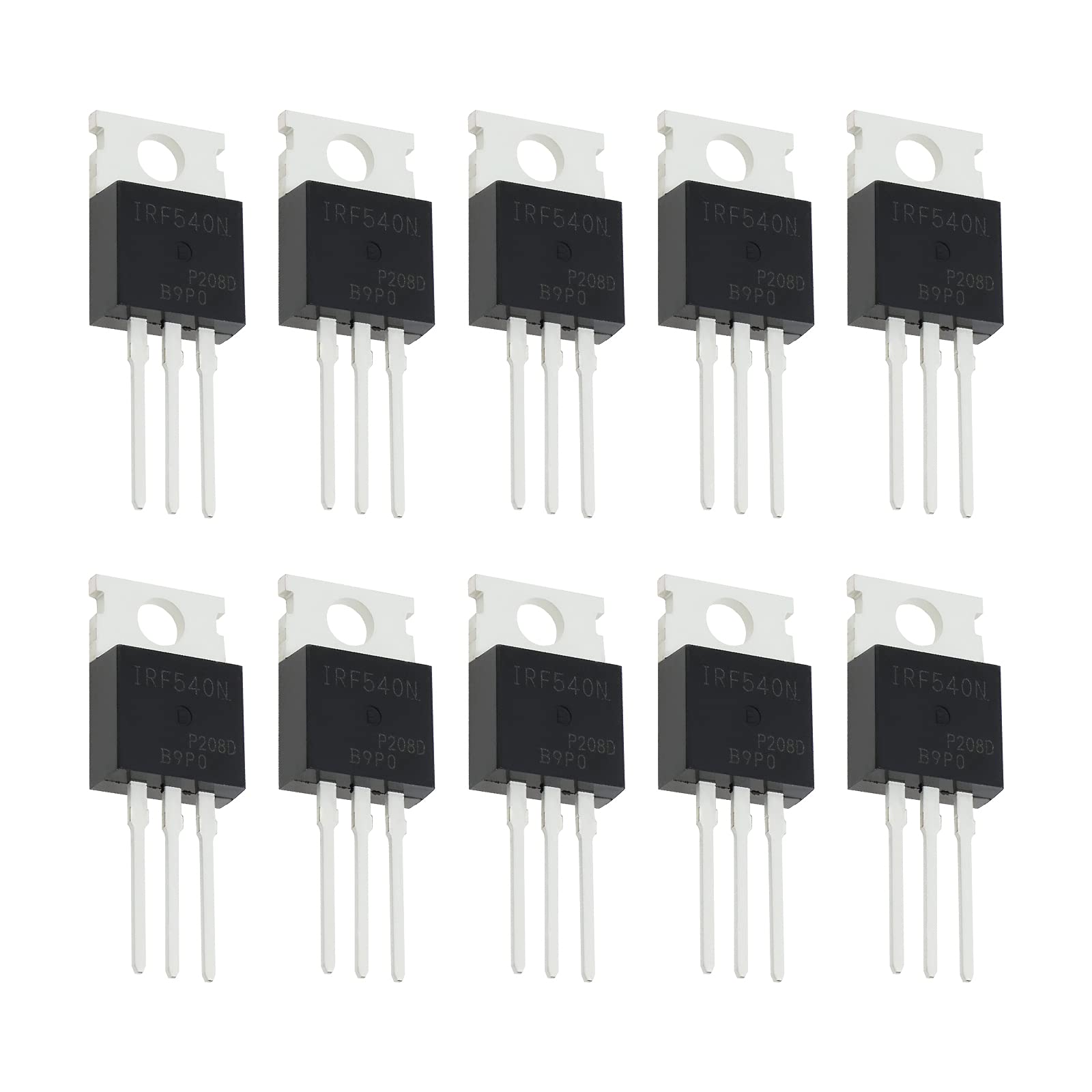 Create idea 10x N-Channel IRF540N MOSFET Transistor ESD Rated TO-220 33A 100V 3Pin International Rectifier Power for Home Industry and DIY
