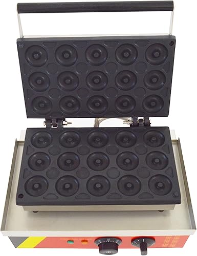 Miniatura 4 de INTBUYING 15 piezas Mini Dount Maker Máquina eléctrica comercial de gofres Donut Machine 32.0 F-572.0 F 1750W Calefacción de doble cara