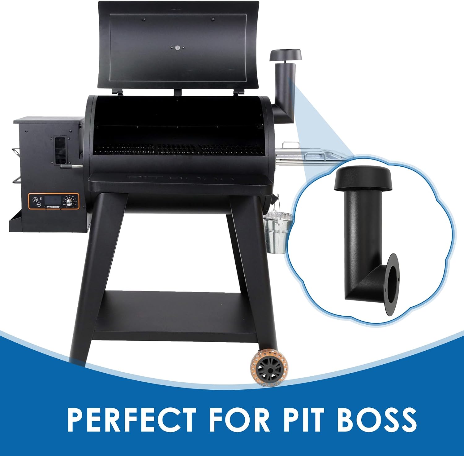 Smoke stack installed on a Pit Boss grill