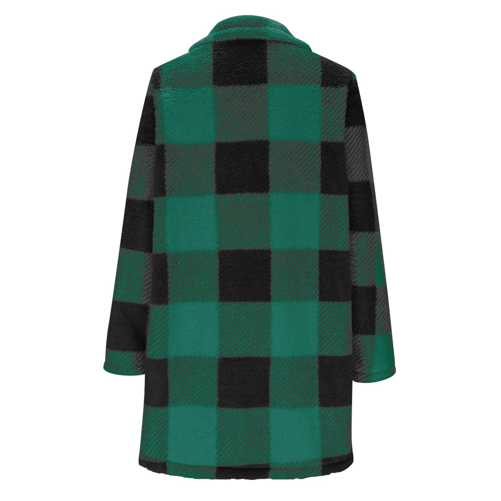 Chaqueta Polar Mujer,Abrigo Mujer Invierno de Forro Polar de Doble Cara Cuello de Muesca Abrigos Manga Larga de Cuadros con Botones Elegante Versátil Cazadora Felpa con Bolsillos Moda Gabardina