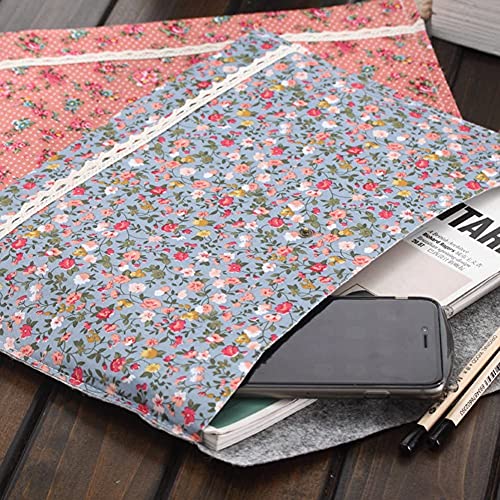 Oak-Pine 4 Pcs / 1 Set Portable Floral A4 File Envelope Fabric Document Bag Paper Pockets Letter Folder With Snap Button Closure #TOP3