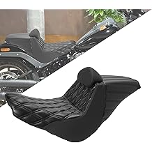 Motorcycle Two-Up Seat with Backrest for Harley Low Rider S/ST, Step-Up Seat for Harley FXLR FXLRS FXLRST Softail Sport Glide FLSB (2018-later) / Black Line