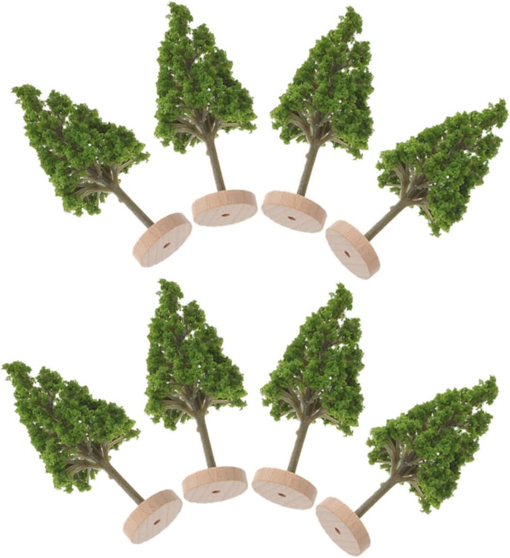 GLEAVI 8pcs Miniature Tree Building Model for Landscape Design Green
