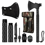 Survival Hatchet, Multifunctional Camping Hatchet with Sheath, Folding Hatchet, Carbon Steel Tactical Hatchet with Hammer, Camping Hatchet for Outdoor, Hunting, Adventure