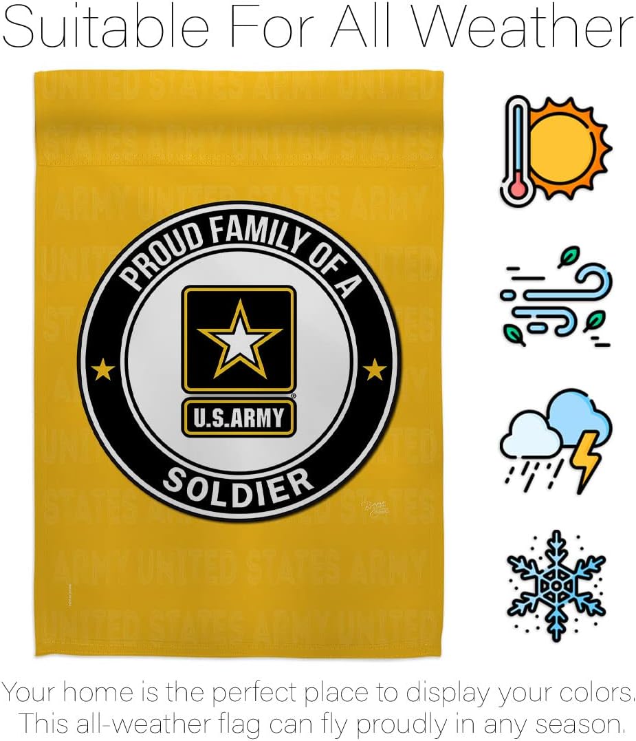 Proud Family Soldier House Flag - Armed Forces Army Rangers United State American Military Veteran Retire Official - Decoration Banner Small Garden Yard Gift Double-Sided Made In USA 28 X 40