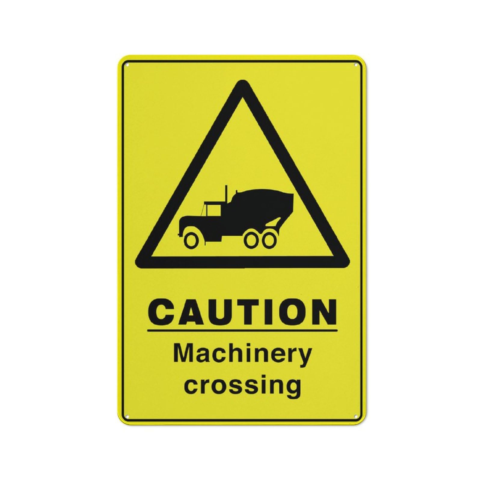 Caution Machinery Crossing Sign Outdoor Signs Aluminum 12X8 Inch Uv Ink Printed For House And Business