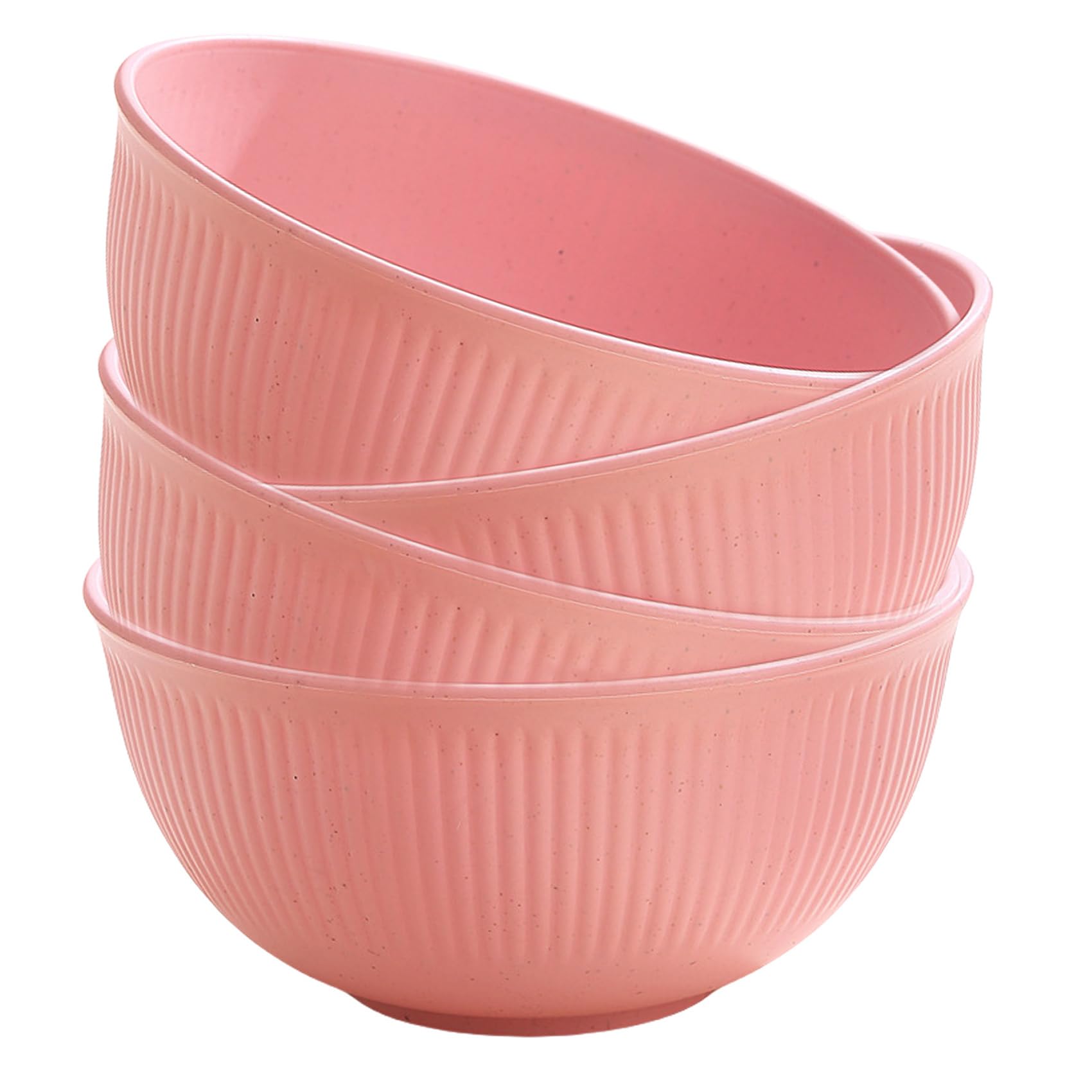 CHANGXIJUDJ Shatterproof Breakfast Bowls Set of 4, 15x7.5cm Food Grade PP Plastic Bowls, BPA Free Microwave & Dishwasher Safe, Lightweight Reusable Bowls for Rice Noodle Soup, Pink