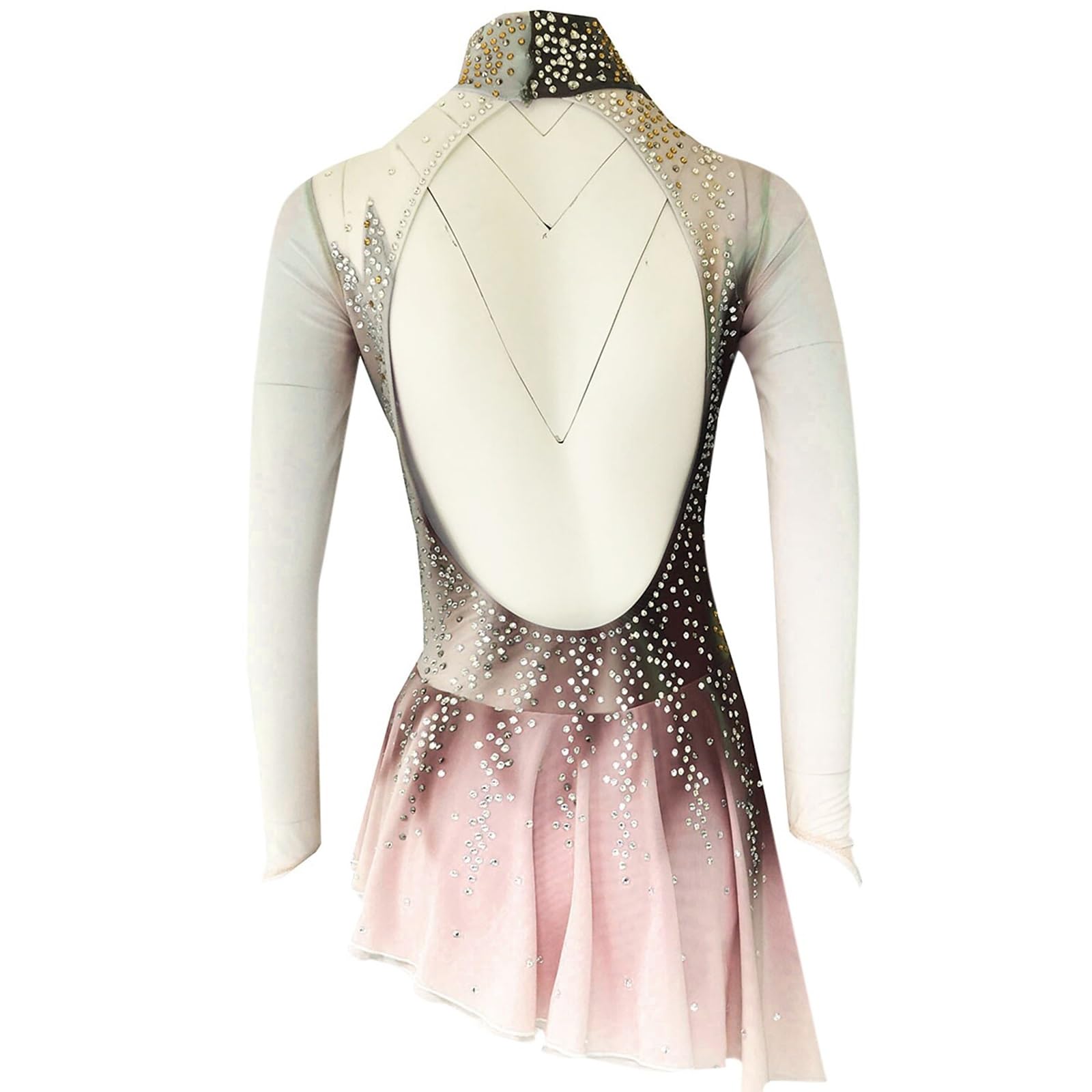 Abito Da Pattinaggio Artistico A Maniche Lunghe Da Ragazza, Da Donna, Fatto A Mano, Con Strass, Traspirante, Da Allenamento, For Esibirsi