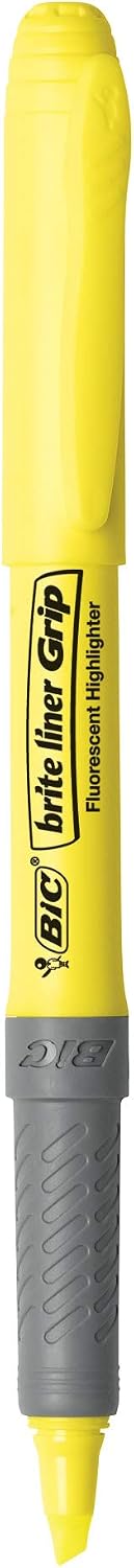 BIC Brite Liner Grip Highlighter, Chisel Tip, Assorted Colors, 5-Count