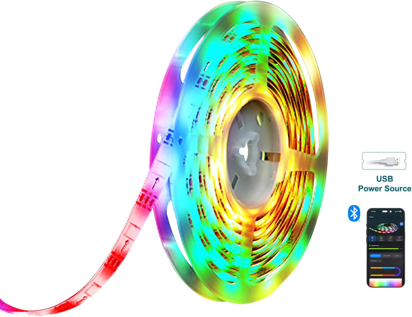 Ostrip RGB LED Strip Lights, 16.4 ft, Smart Lamp with Remote APP Control, Countdown Timer, Music Sync, 16 DIY Options, Decoration for Bedrooms, Cabinets and Ceilings