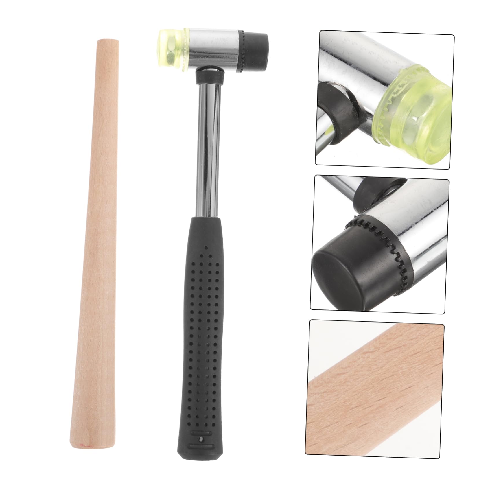 Uonlytech Mandril Ajustable para Anillos de Bodas Martillo de Goma, Varilla Ligera de Madera y Metal, Compacto y Portátil para Joyería y Bricolaje