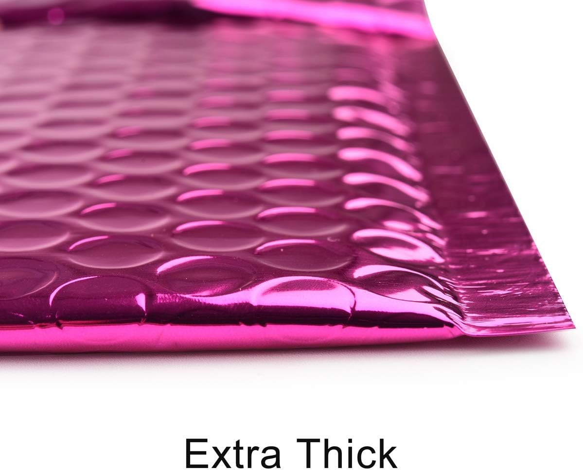 Small Size Metallic Matte Rose Red Bubble Mailers Mailing Padded Envelopes- Self-Seal Closure Bubble Shipping Bag 4x8 Inch- Pack of 25