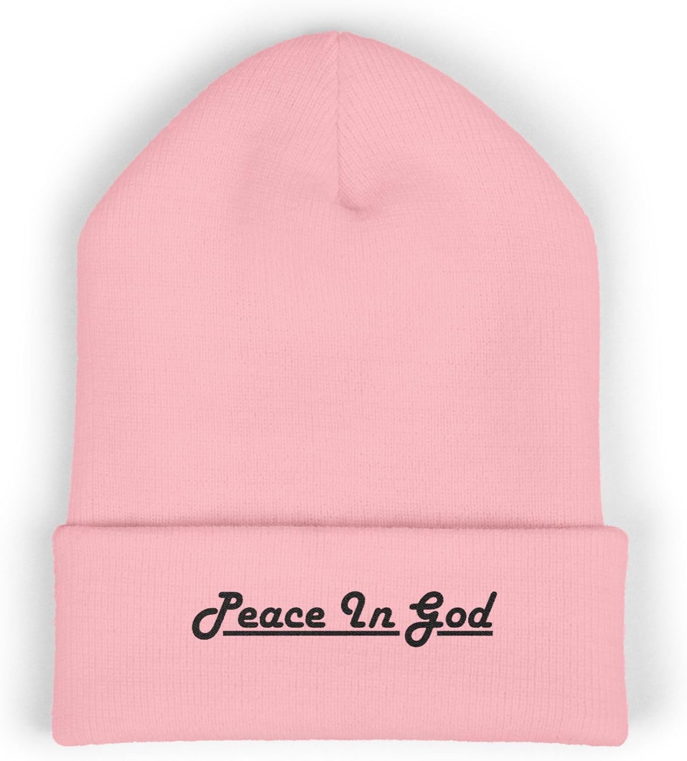 Premium Classic Cuffed Beanie Hat Gift with 'Peace in God' Embroidery