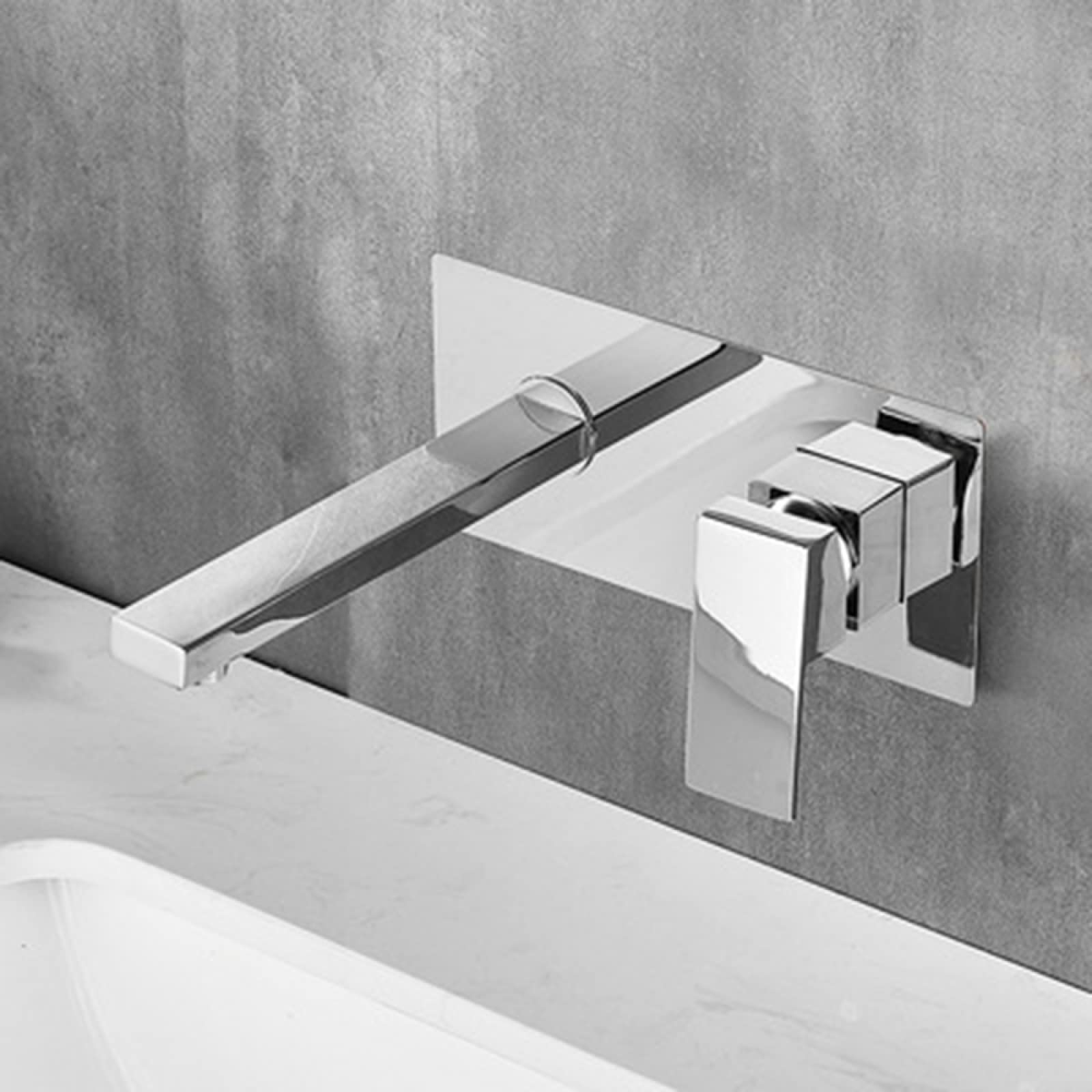 Mitigeur de lavabo mural monocommande en laiton chromé d'évier