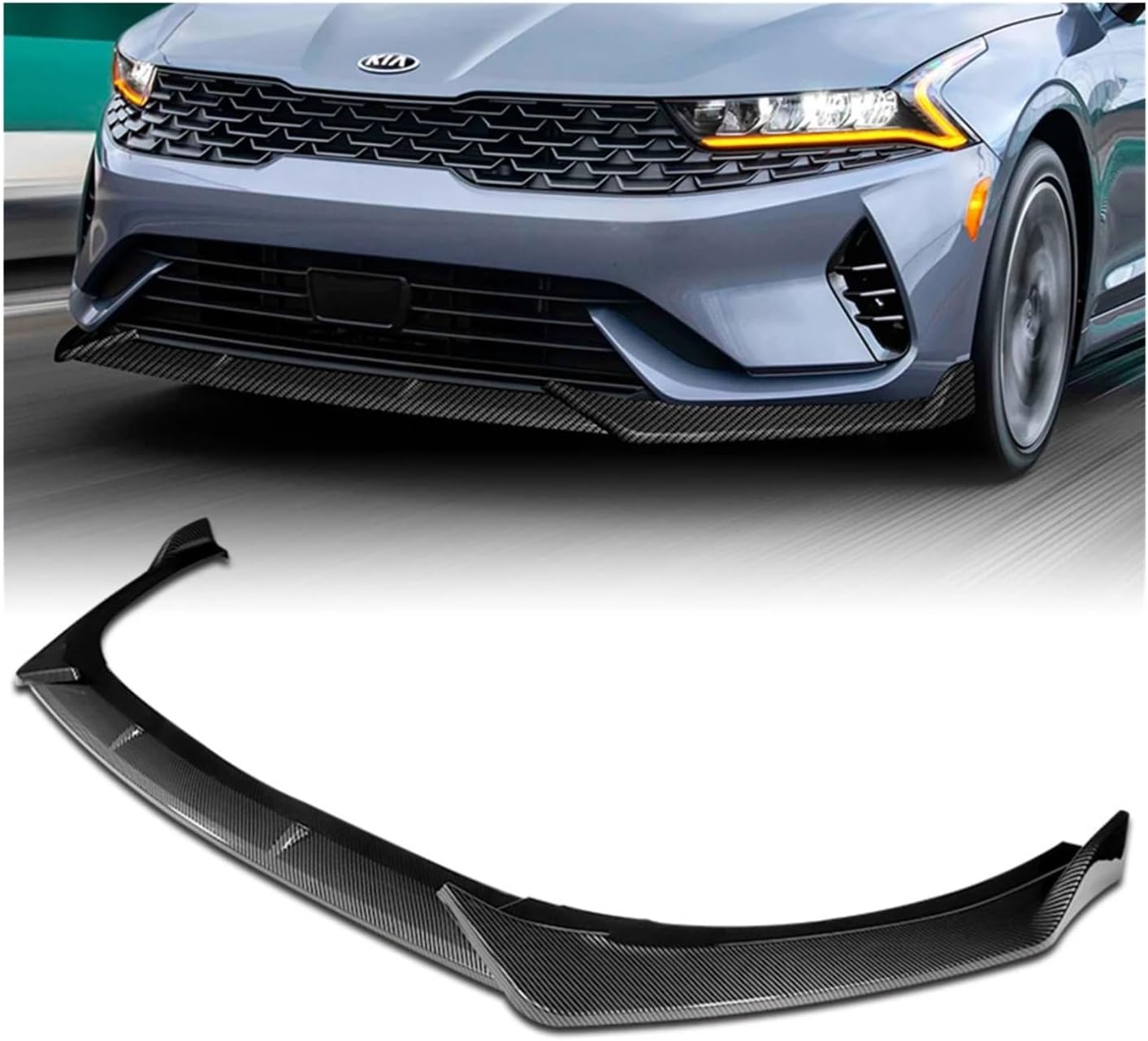 Carbon Fiber Front Bumper Body Splitter Spoiler Lip 2021-2024 Compatible for Kia Optima K5 Painted