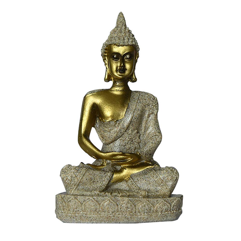 POFET The Hue Sandstone Meditation Buddha Statue Sculpture Hand Carved Figurine #34
