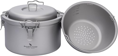 Boundless Voyage Titanium Pot Ultralight Rice Cooker Large Capacity 3.2L Cooking Pot + 1.4L Liner Backpacking Camping Cookware Ti2092C