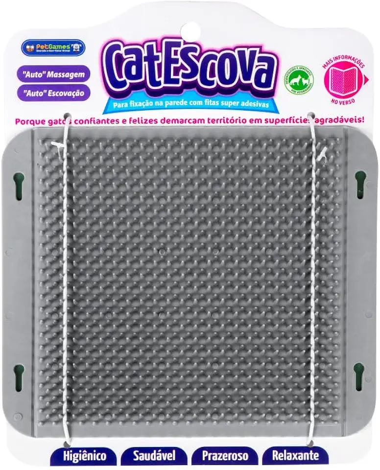 Pet Games Escova De Auto Massagem E Escovação Para Gatos - Cat Escova Cinza