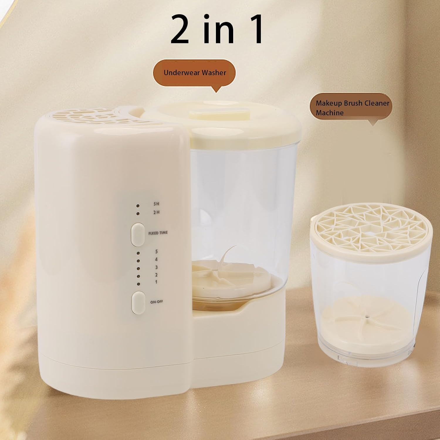 Portable Washing Machine, 2 in 1 Underwear Washer and Automatic Electric Makeup Brush Cleaner, Small Clothes Washer Makeup Brush Cleaning Machine for Home Travel