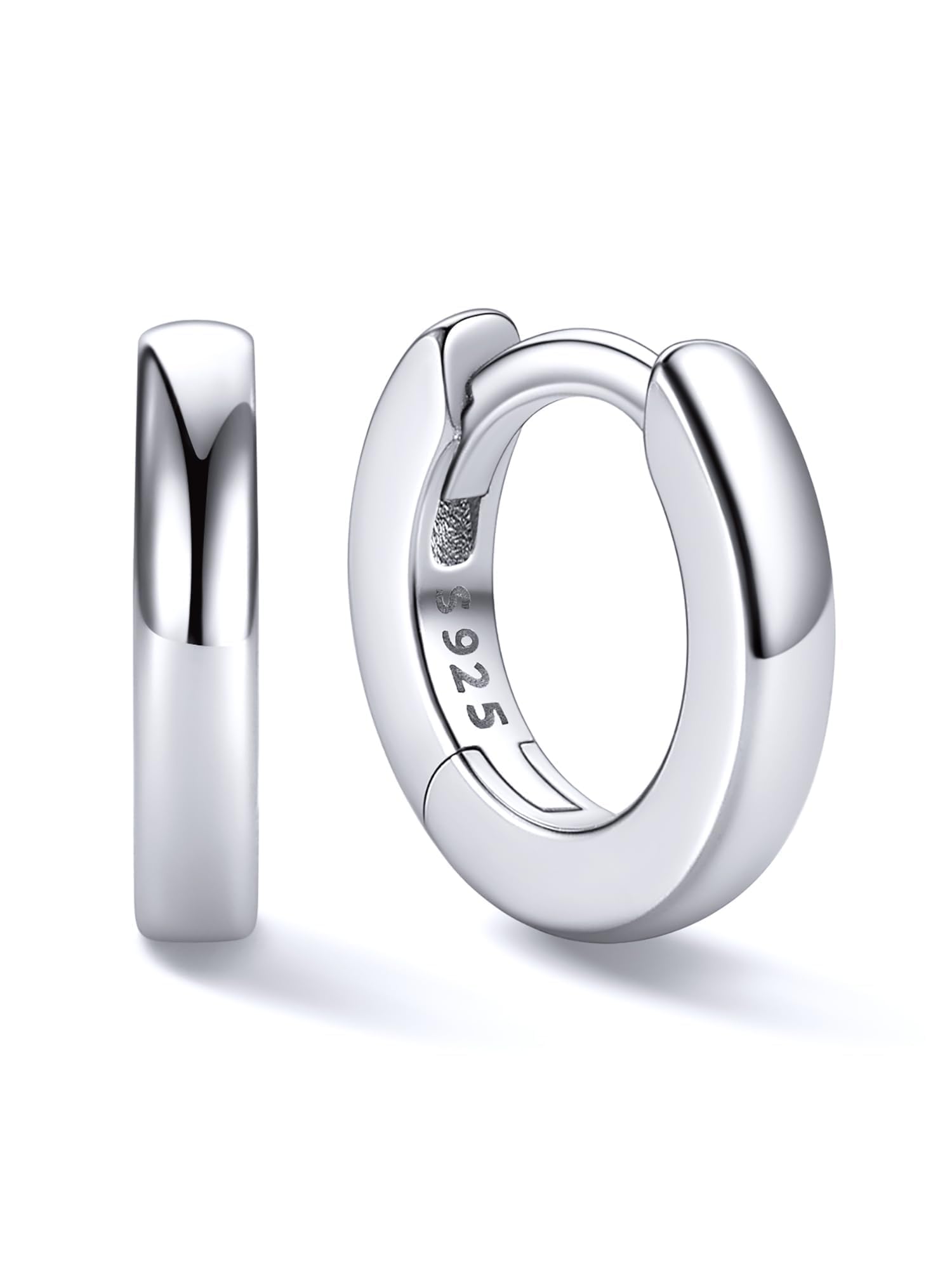 925 Sterling Silver Huggie Hoop Earrings Small Hoop Earrings for Women Hypoallergenic Silver Huggie Earring Cartilage Earrings for Women (6/8/10/12/14/16/18/20MM)