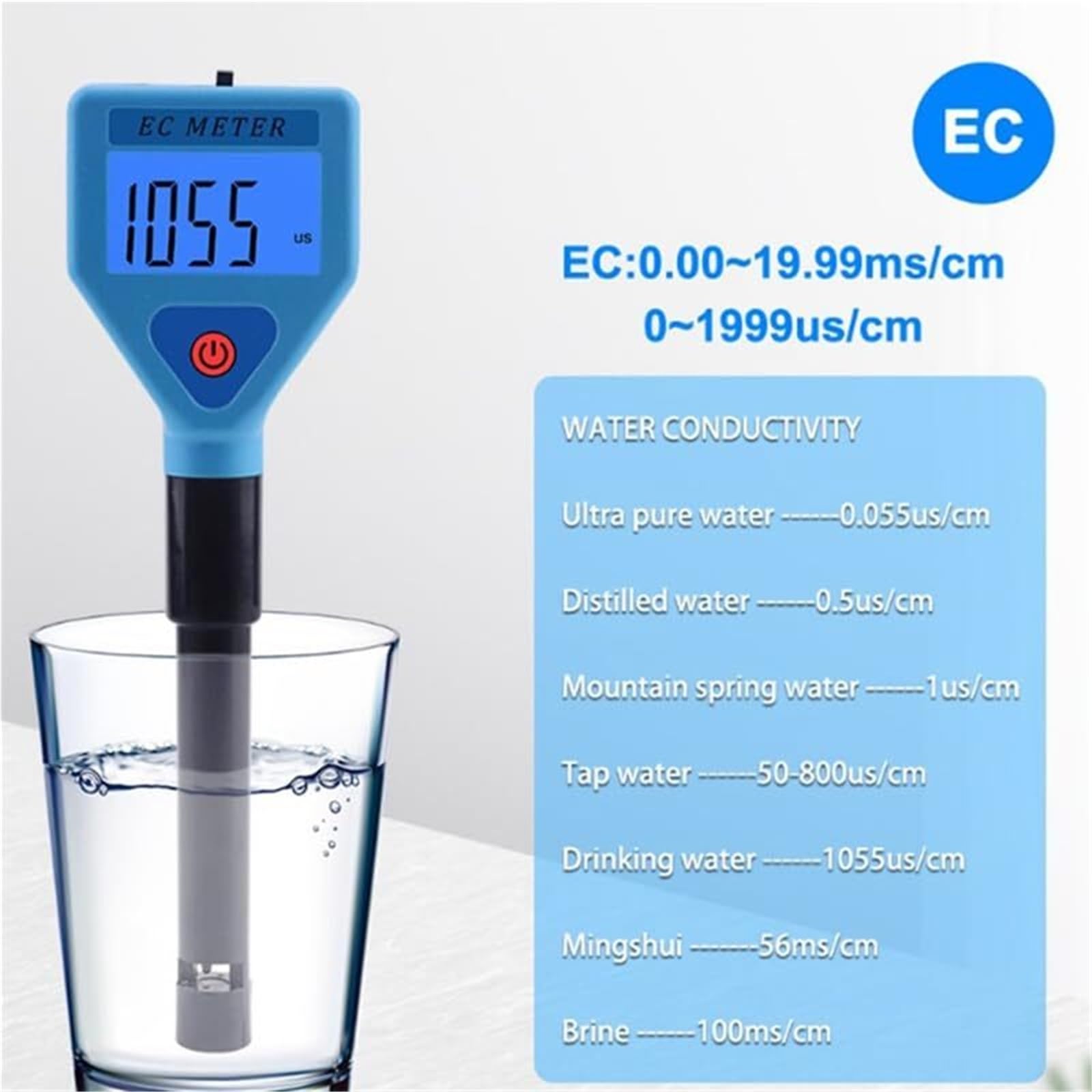 Tester 'Acqua Digitale Analizzatore di Monitoraggio della qualità del Misuratore EC per Piscine Acquari con Vita Potabile
