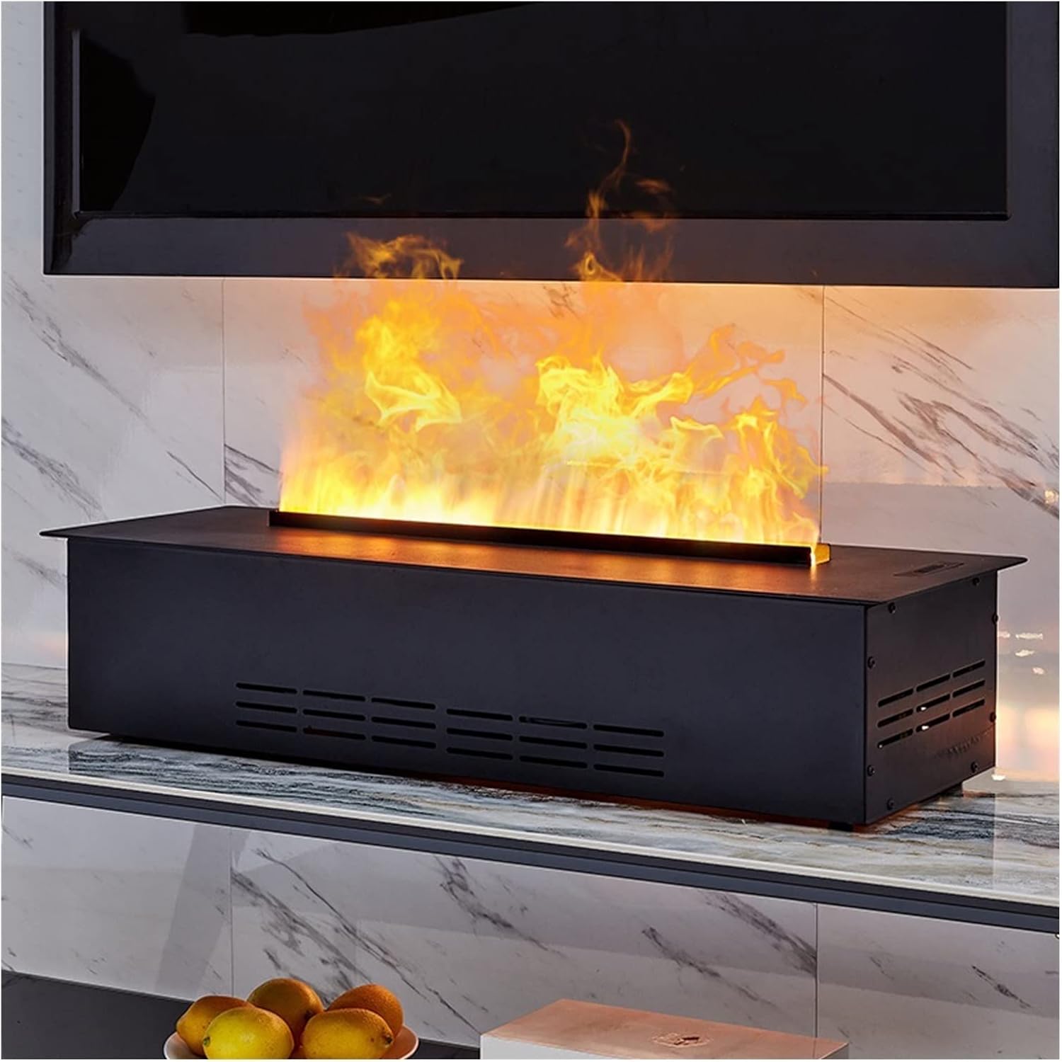 Electronic Fireplace 3D Simulation Flame Electric Fireplace Recessed Electric Fireplace Stove with Remote Control Home Decorative Fireplace，Metal Panel， Water Vapor Fireplace (Size : L 49.2")