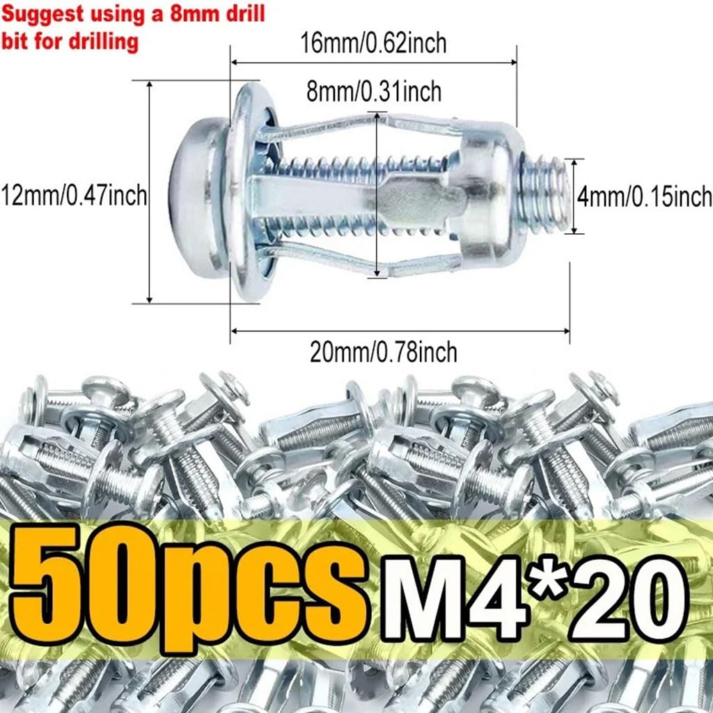 Nakrętki śrubowe Petal Jack - ocynkowane kotwy rozporowe ze stali węglowej do zasłon - rozmiary M4, M5, M6 - trwałe elementy mocujące do ścian(50pcs-m6)