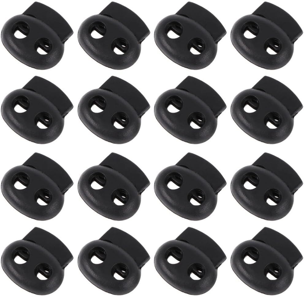 500 Pcs Black Double Hole Cord Lock for Backpack Shoelace