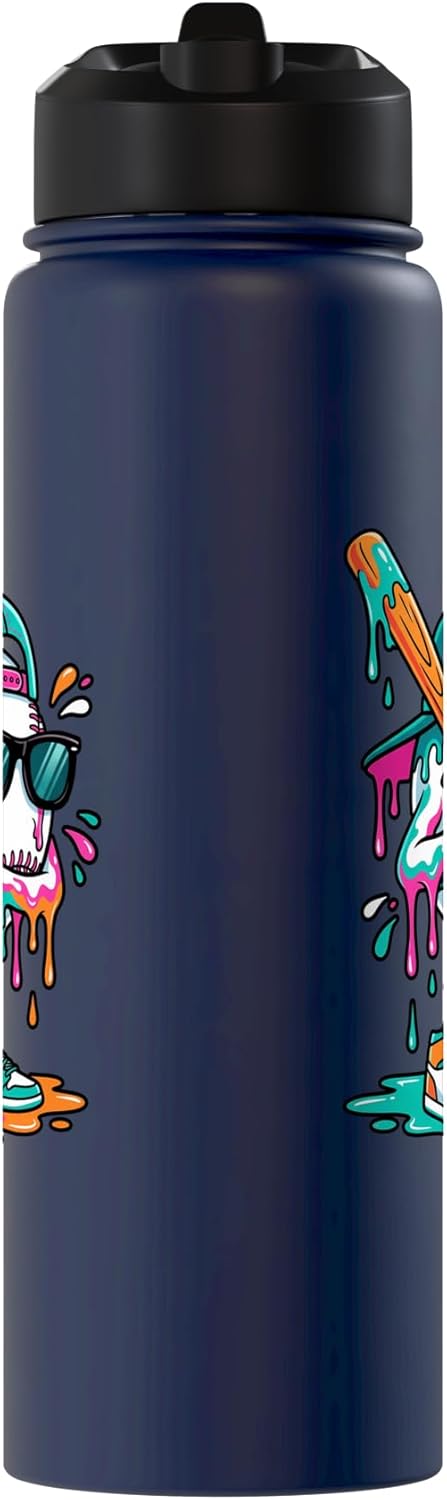 Ice Cream Baseball Drip For Boys Shirt Dripping Baseball Kid Stainless Steel Insulated Water Bottle