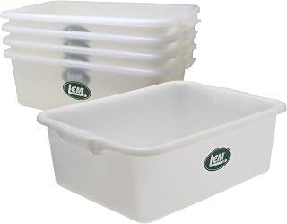 LEM Products Heavy Duty Meat Lug, Large Plastic Storage Containers for Meal Prep, High-Density Polyethylene (HDPE), White, 5-Pack