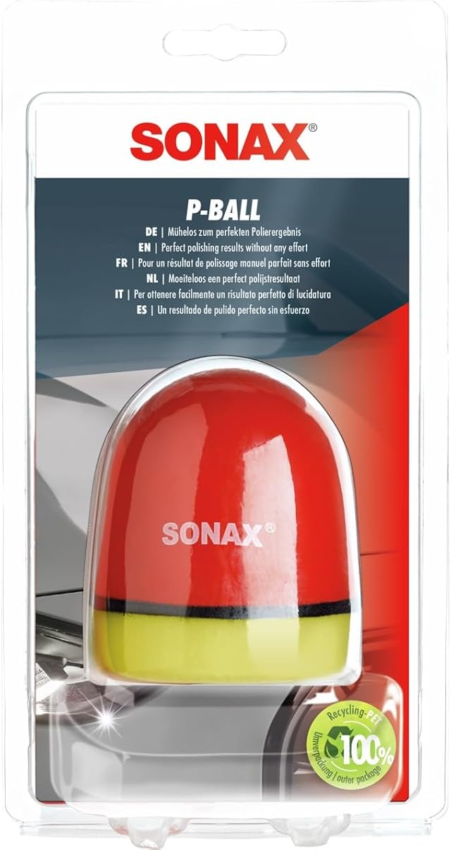 SONAX P-Ball/Bola de pulido ergonómica (1 unidad) para el pulido manual | Bolita de pulido ergonómica con esponja extraíble para aplicar pulimentos y mejorar el acabado de la pintura.