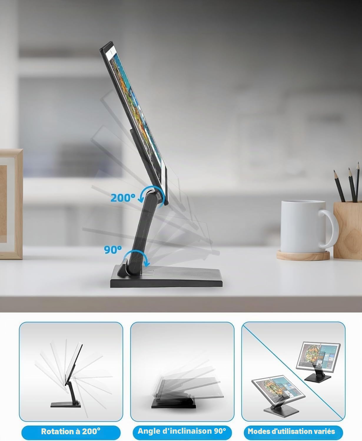 Support écran support vesa Pliable – Compact et robuste support ecran bureau 75x75 / 100x100 pour écrans LCD/LED de bureau