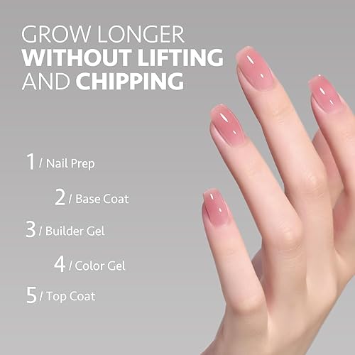 Miniatura 4 de GAOY Gel constructor para uñas, fortalecedor de uñas de 0.6 fl oz en una botella, gel duro para extensión de uñas, secado por luz UV de larga