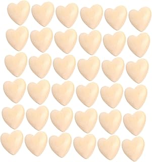 MERRYHAPY 50pcs Log Color Peach Heart DIY Craft Bead Charms Unfinished Valentine Beads Valentine Day Decoration Wedding Accessories Unfinished Heart Beads Manual Decorate Child Wooden