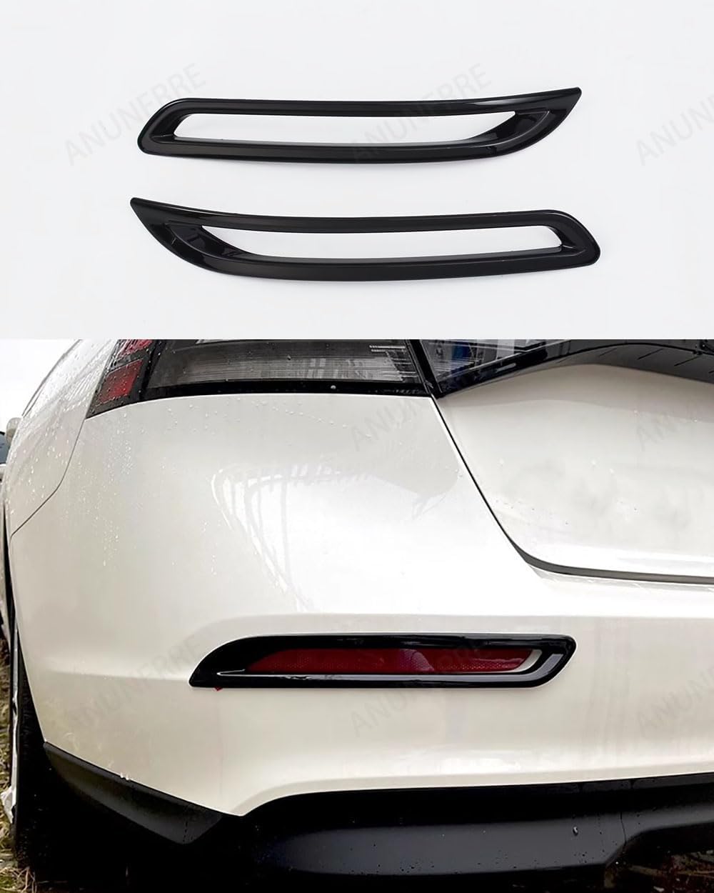 Car Accessories Fit for Honda Accord 11th Gen 2023 2024 ABS Exterior Rear Fog Light Frame Bumper Reflector Cover Trim 2PCS Set (Carbon Fiber)