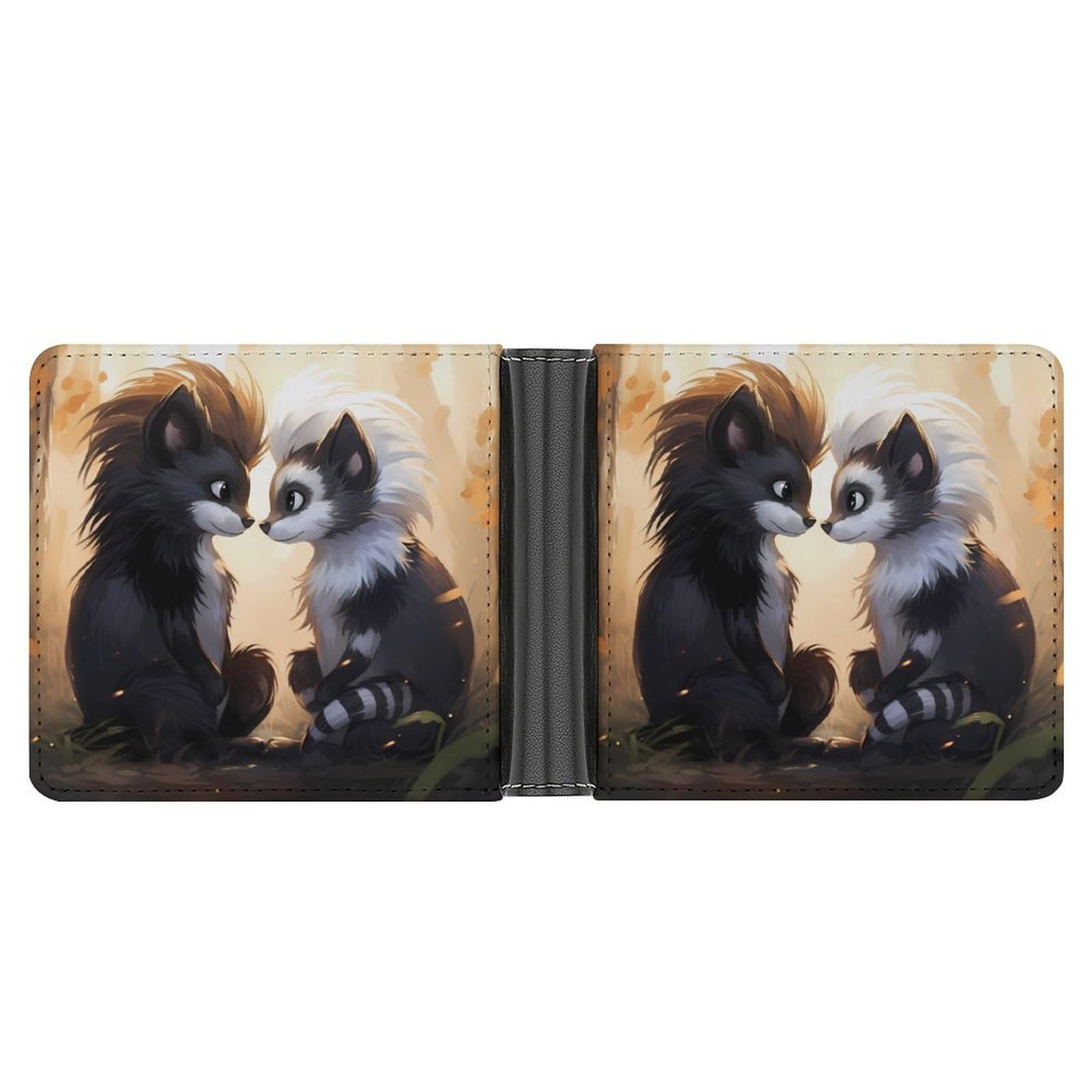 Skunks Love Bifold Wallet PU Leather Coin Purse Lightweight Credit Card Holder Wallet Money Clip