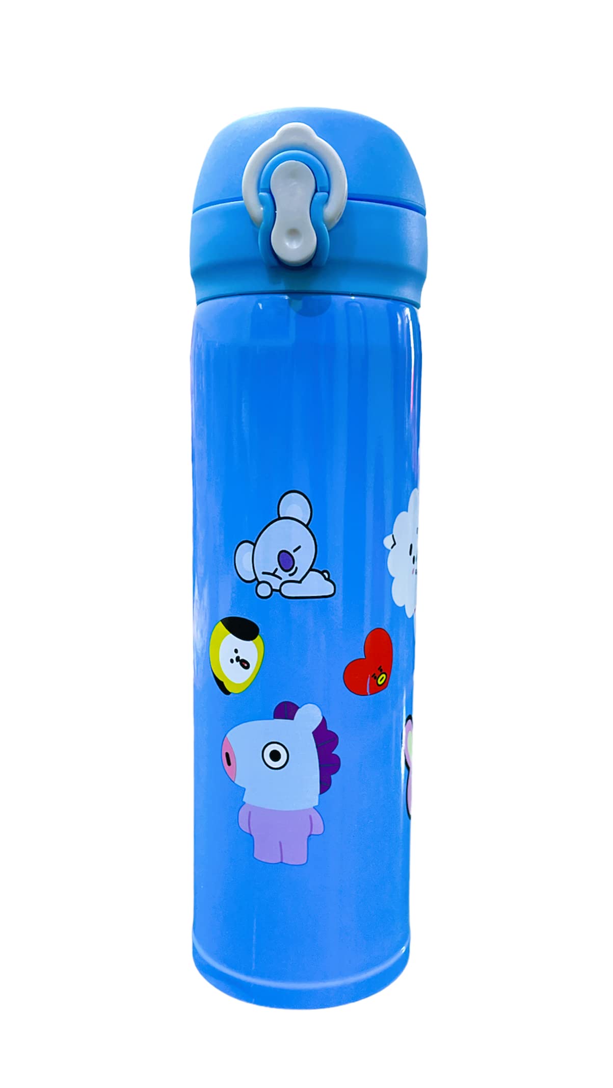 SARDAR JI TOY SHOP Pack of -1 Random Colors BTS/ BT 21 Water bottle, 500 ML, Stainless steel for school kids , Best for BTS Army (BLUE)