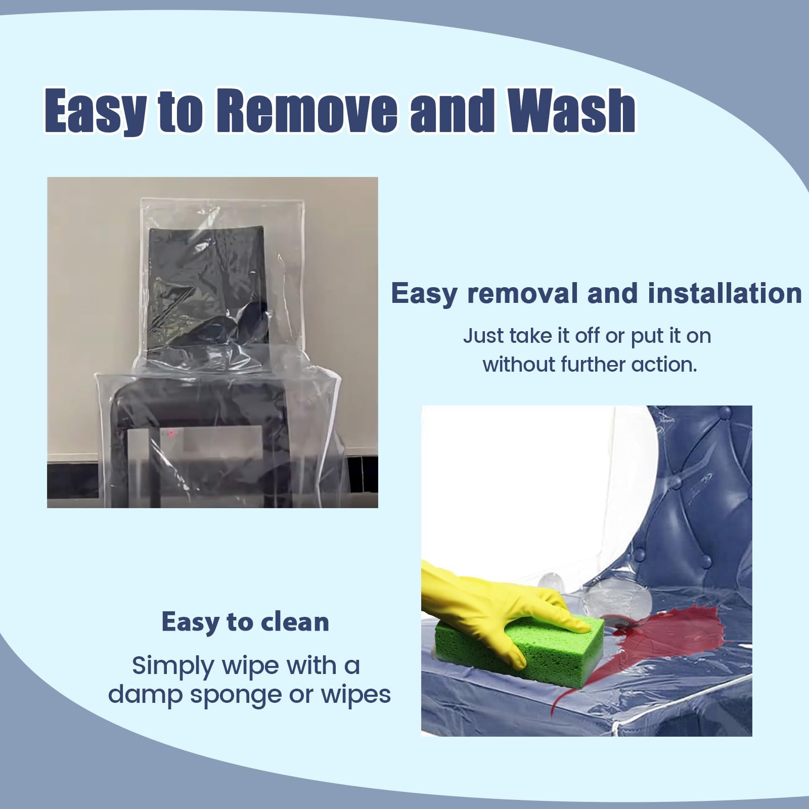 Plastic Dining Chair Covers Clear PVC Dining Chair Seat Covers Waterproof Chair Protector Dustproof Cat Scratch High Back Dining Chair Slipcovers Seat Chair Protector for Home Kitchen Bedroom (6)