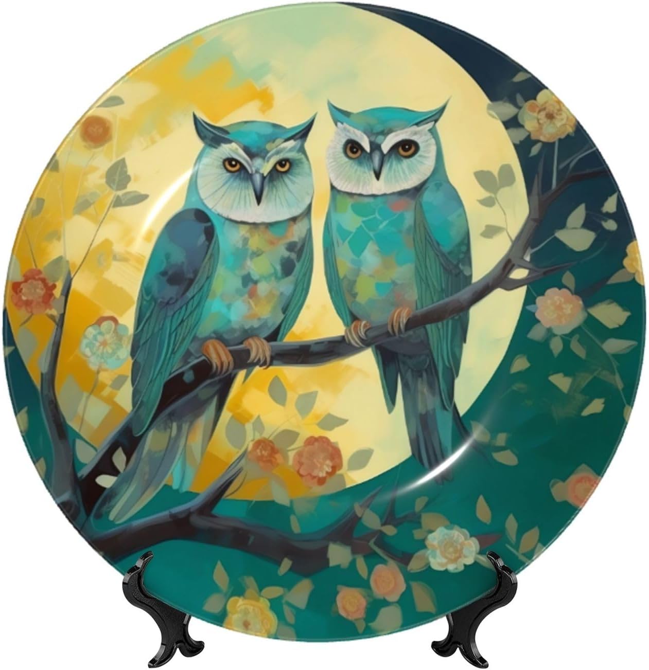 Decorative Plate Art Crafts Bone China Decorative Plate with Display Rack Souvenir Wall Decor Ceramic Ornaments Dinner Plates Ceramic Decoratives Plates for Home Office 10in